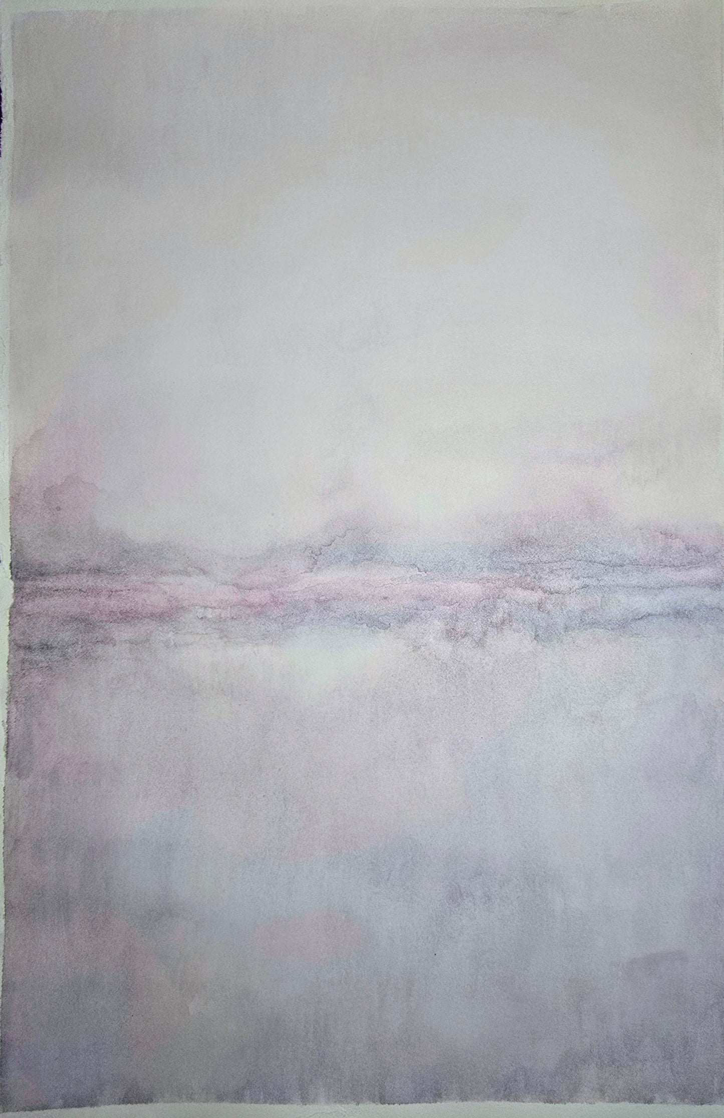 Ephemeral Original Fine Art Painting by Carrie Bergey features soft pastel watercolor washes and abstract organic shapes. Ideal for serene home decor.