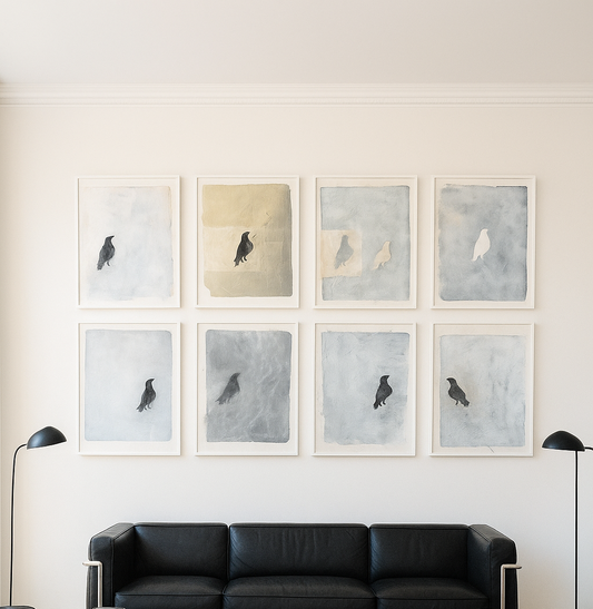 Raven 12-19 Original Fine Art Monoprint Octaptych Collection | Carrie Bergey