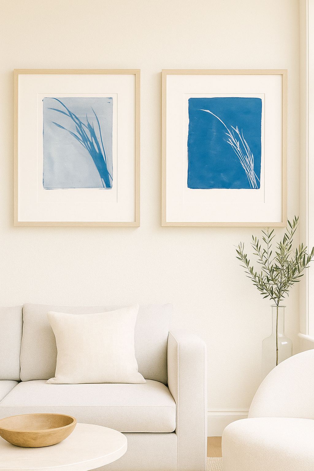 Lobos Grass 06-07 Original Fine Art Monoprint Diptych Collection | Carrie Bergey