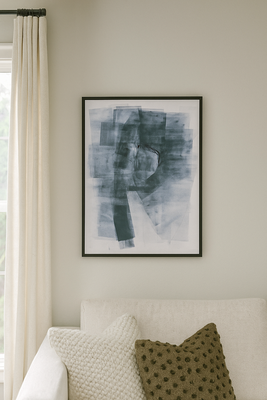 Ink on Paper_26 Original Fine Art Painting by Carrie Bergey features layered black and white acrylic textures on 18x24 paper, evoking abstract emotion.