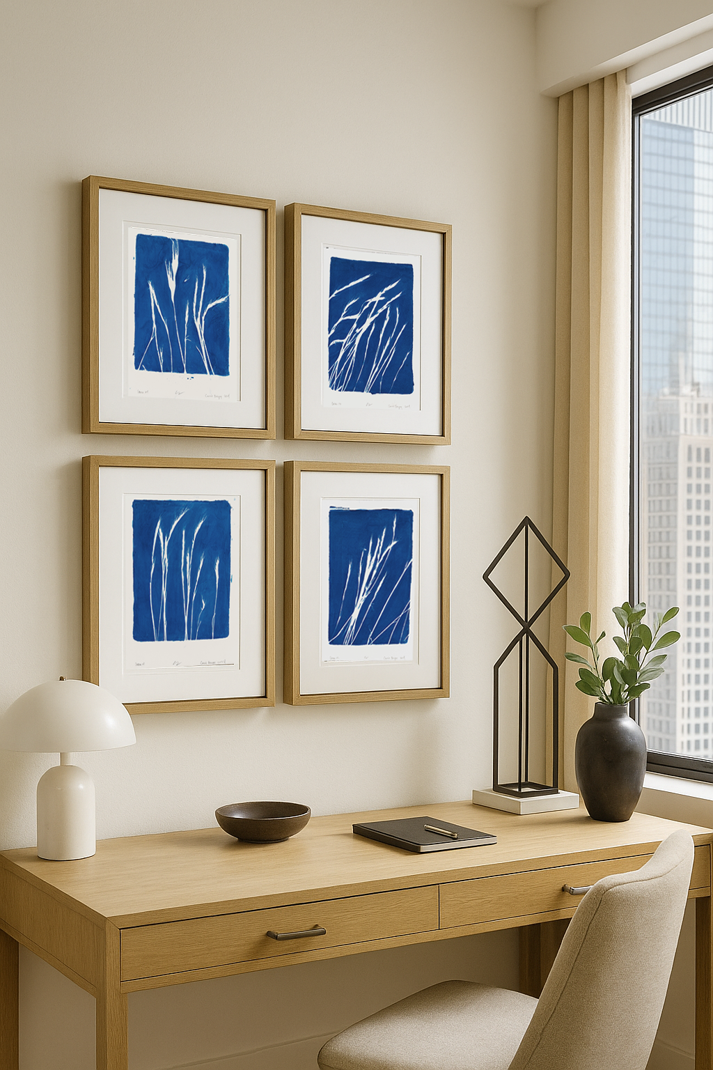 Lobos Grass 01-04 Original Fine Art Monoprint Quadriptych Collection | Carrie Bergey