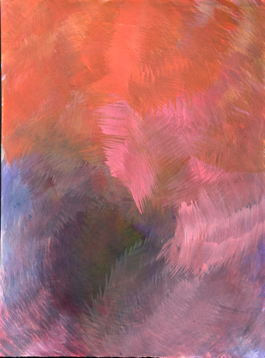 Echoes Original Fine Art Painting Quadriptych Collection by Carrie Bergey displayed above a modern dining table. Abstract art in vibrant hues enhances home decor.