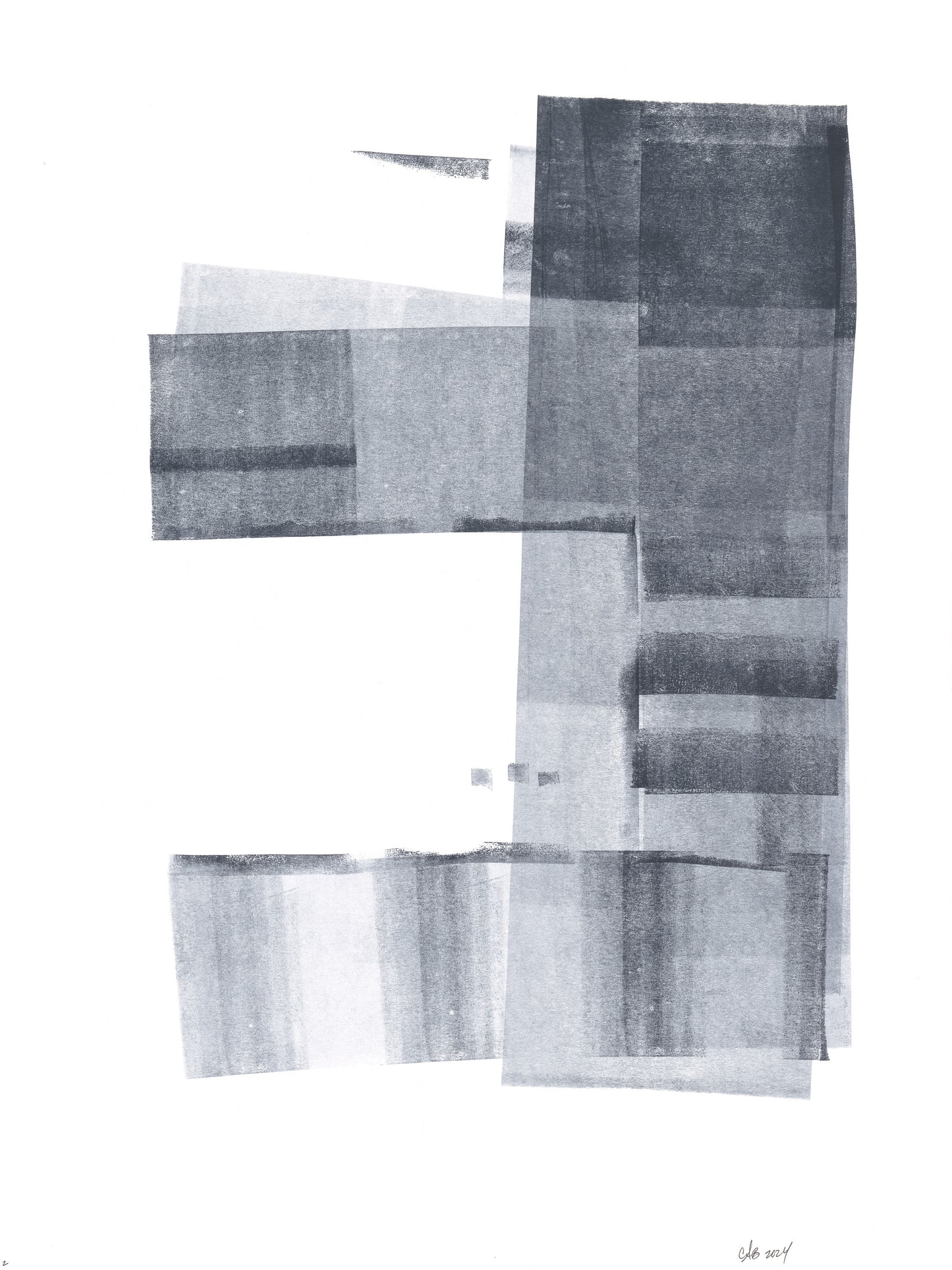Right panel of Ink on Paper 02-08 Original Fine Art Painting Diptych Collection with structured ink layers and minimalist design.