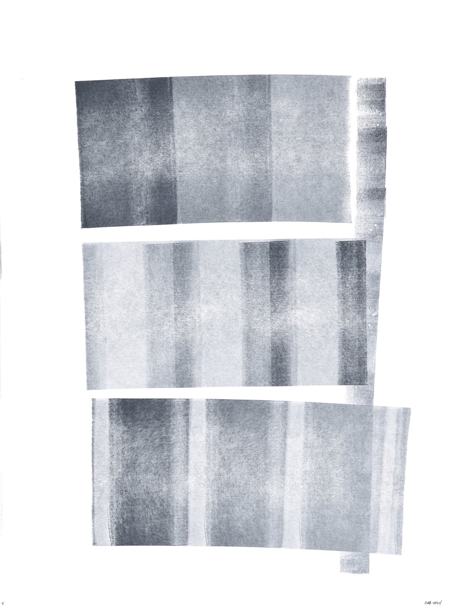 Ink on Paper 04-06 Original Fine Art Painting Diptych Collection showcases vertical gradient ink bands in a minimalist abstract style for contemporary interiors.