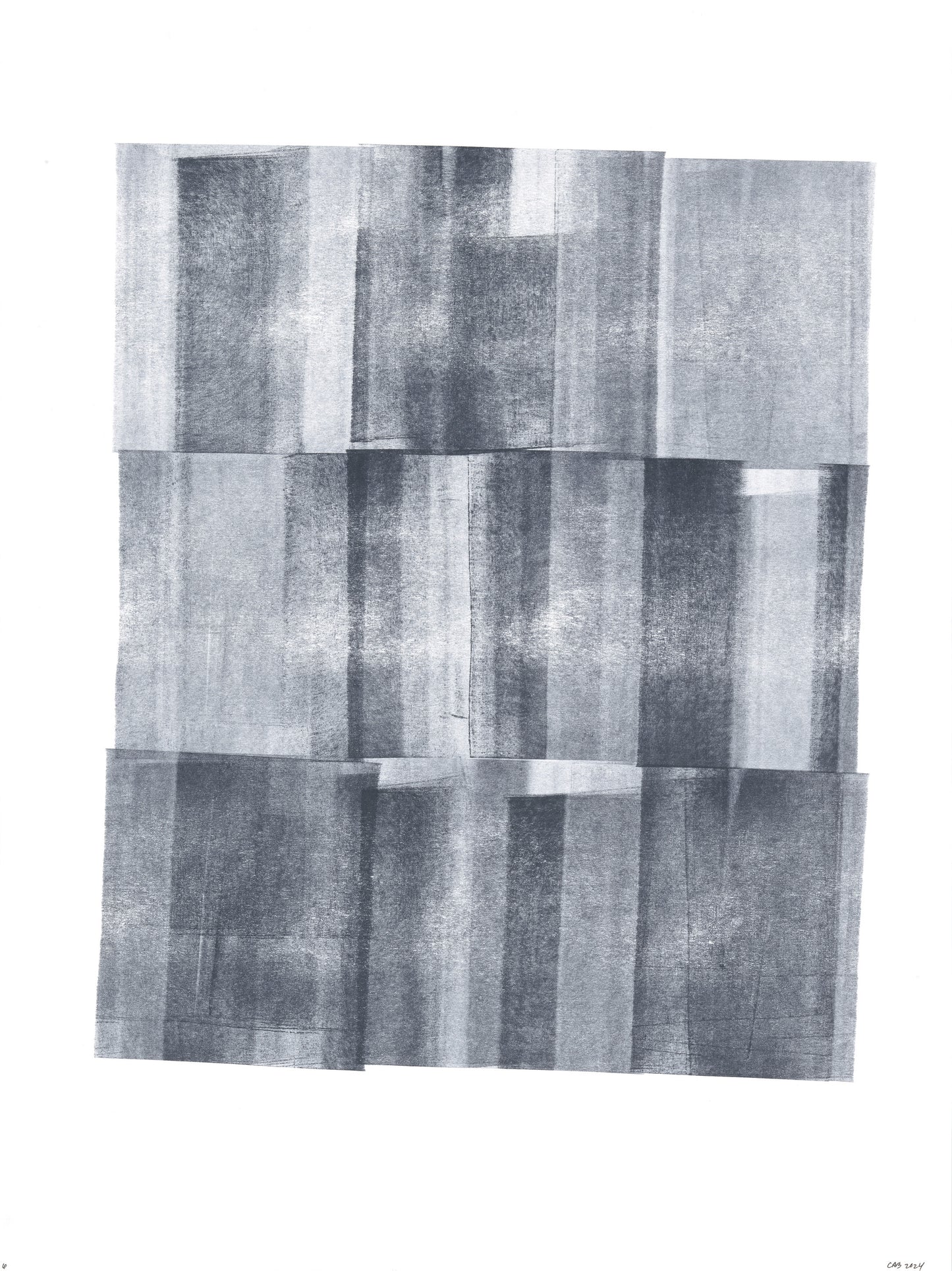 Ink on Paper 04-06 Original Fine Art Painting Diptych Collection presents a layered ink grid composition in grayscale, suited for contemporary home decor.