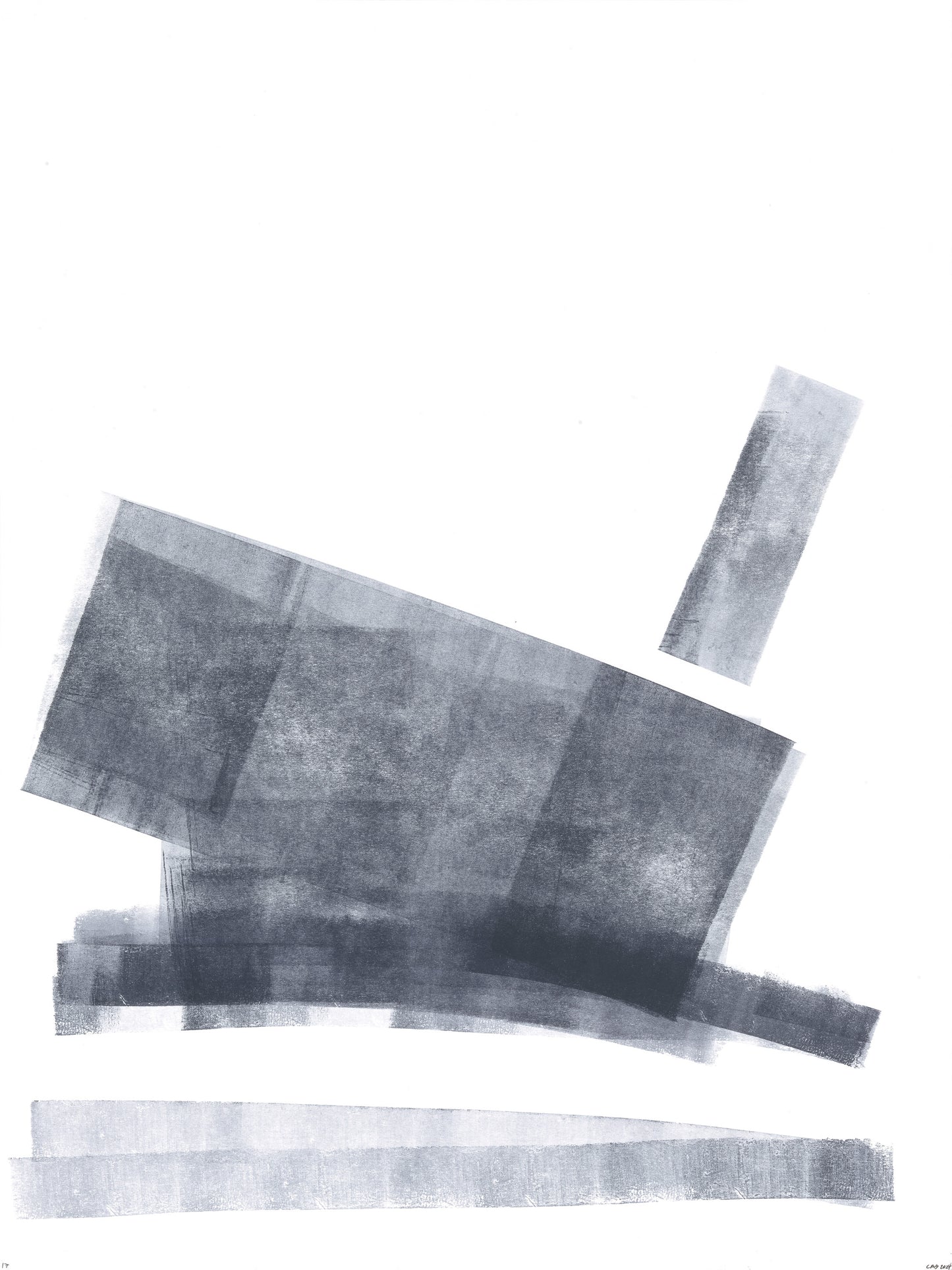 Dynamic abstract from Ink on Paper 17-22 Original Fine Art Painting Hexaptych Collection with overlapping ink blocks and horizontal lines.