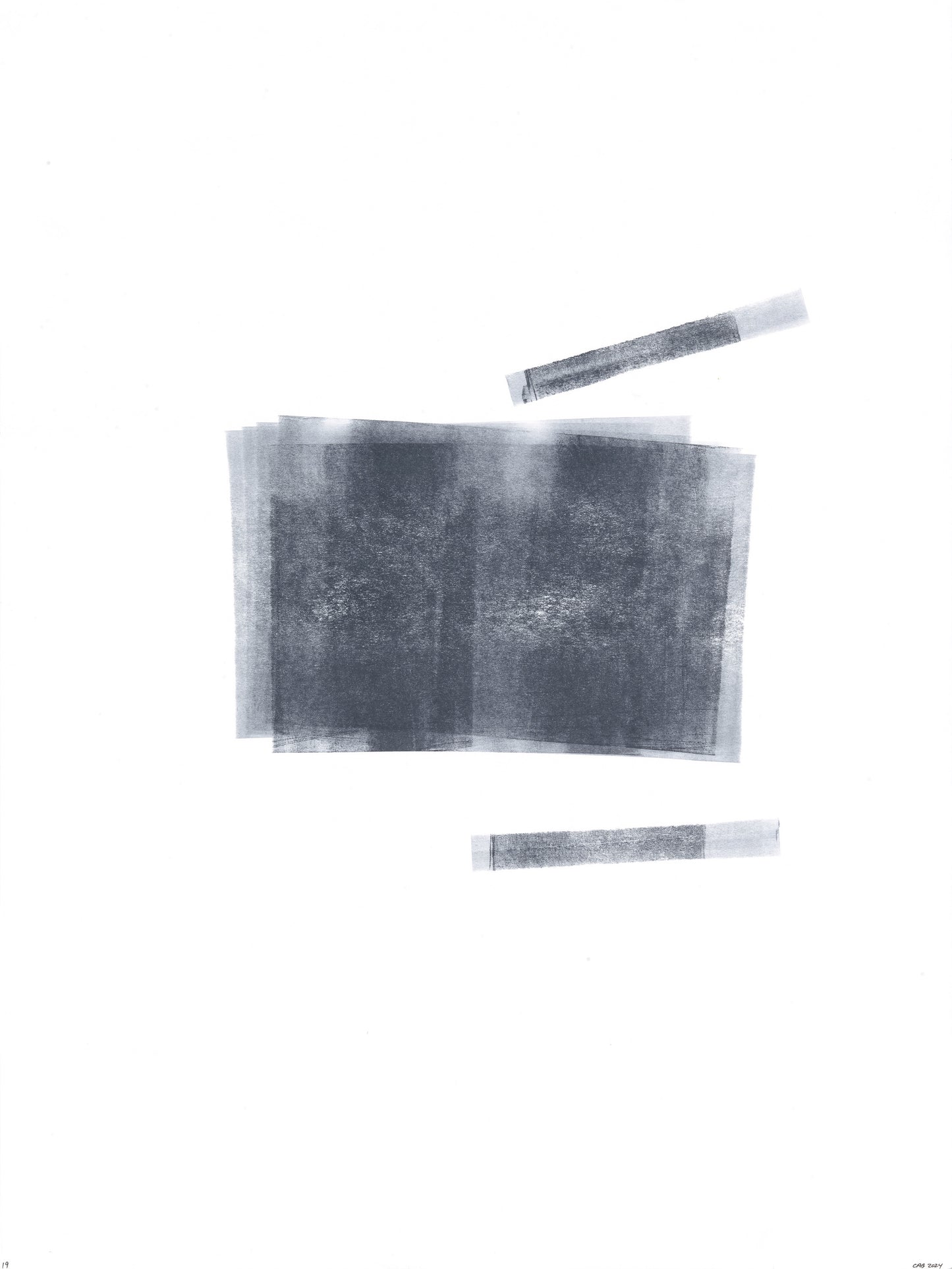 Monochrome abstract from Ink on Paper 17-22 Original Fine Art Painting Hexaptych Collection with layered rectangular ink forms.