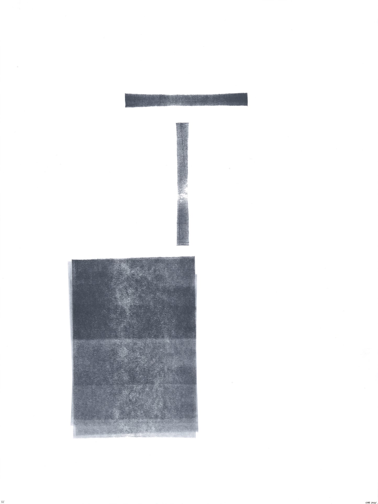 Abstract composition from Ink on Paper 17-22 Original Fine Art Painting Hexaptych Collection with horizontal and vertical ink bars.