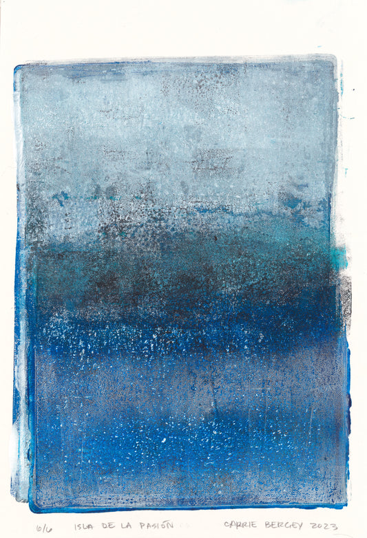 Isla De La Pasion Art - Monoprint Collection by Carrie Bergey displayed as a hexaptych on a white wall, ideal for modern home decor.