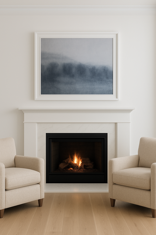 Lobos Valley and Karl's Cloak at Sunset Original Fine Art Painting by Carrie Bergey features a misty twilight landscape in textured oil on canvas.