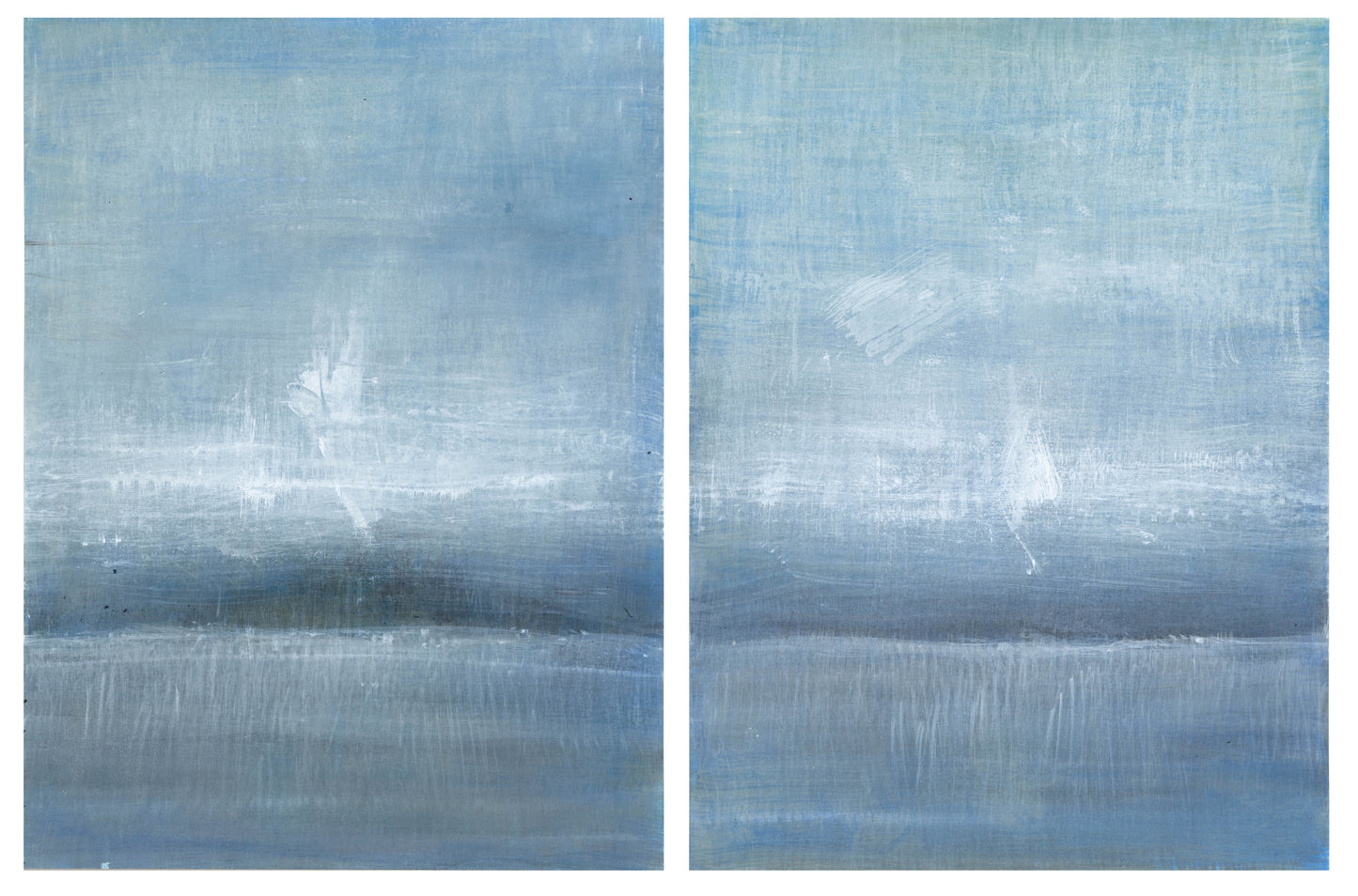 Full view of Maui 03-04 Original Fine Art Painting Diptych Collection by Carrie Bergey with both panels side by side forming a cohesive abstract seascape.