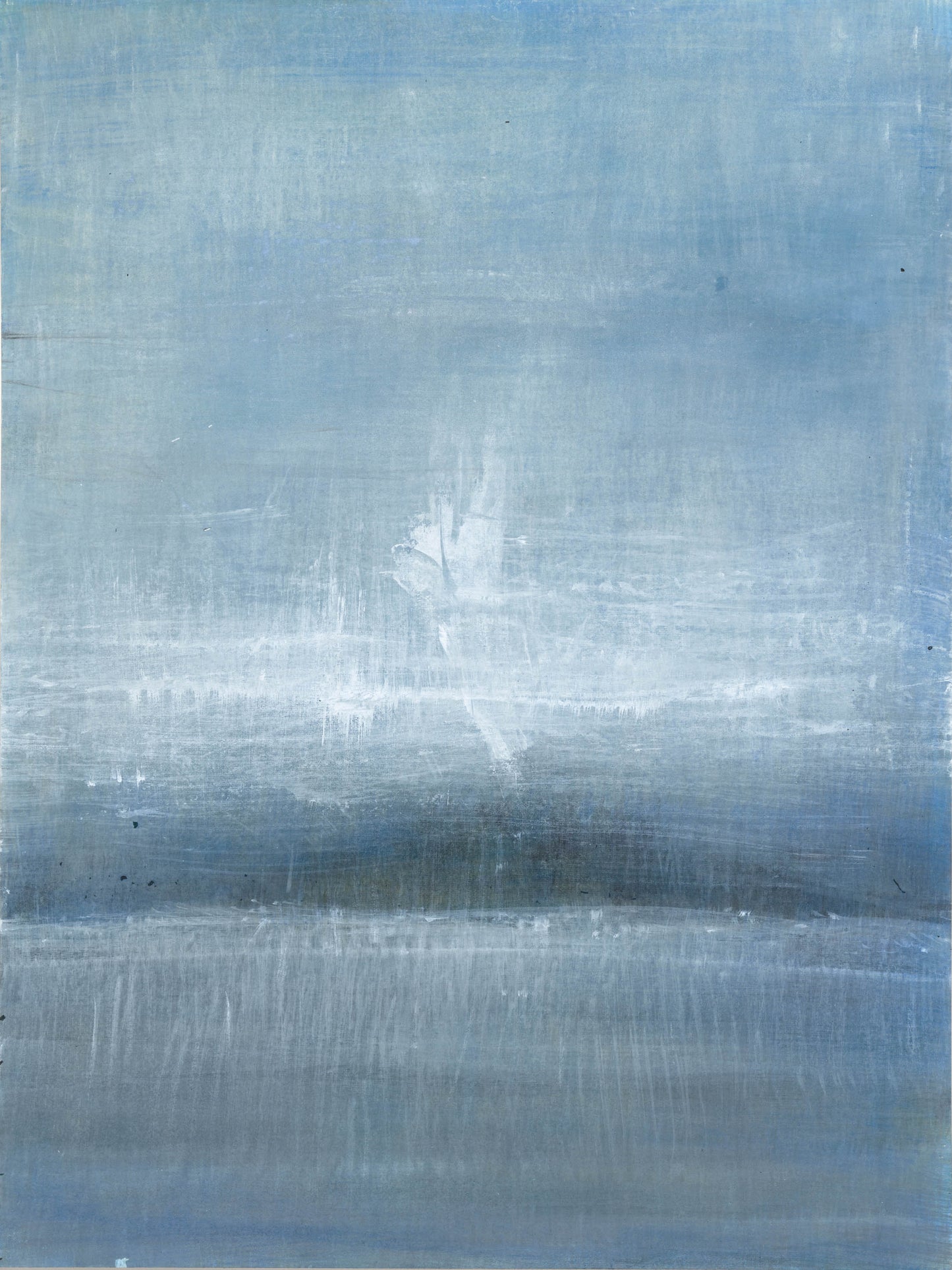 Right panel of Carrie Bergey's Maui 03-04 Diptych featuring soft gradients and textured blue tones reflecting tranquil island scenery.