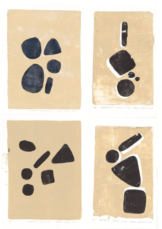 Neuropathic Jewels Original Fine Art Monoprint Quadriptych Collection | Carrie Bergey