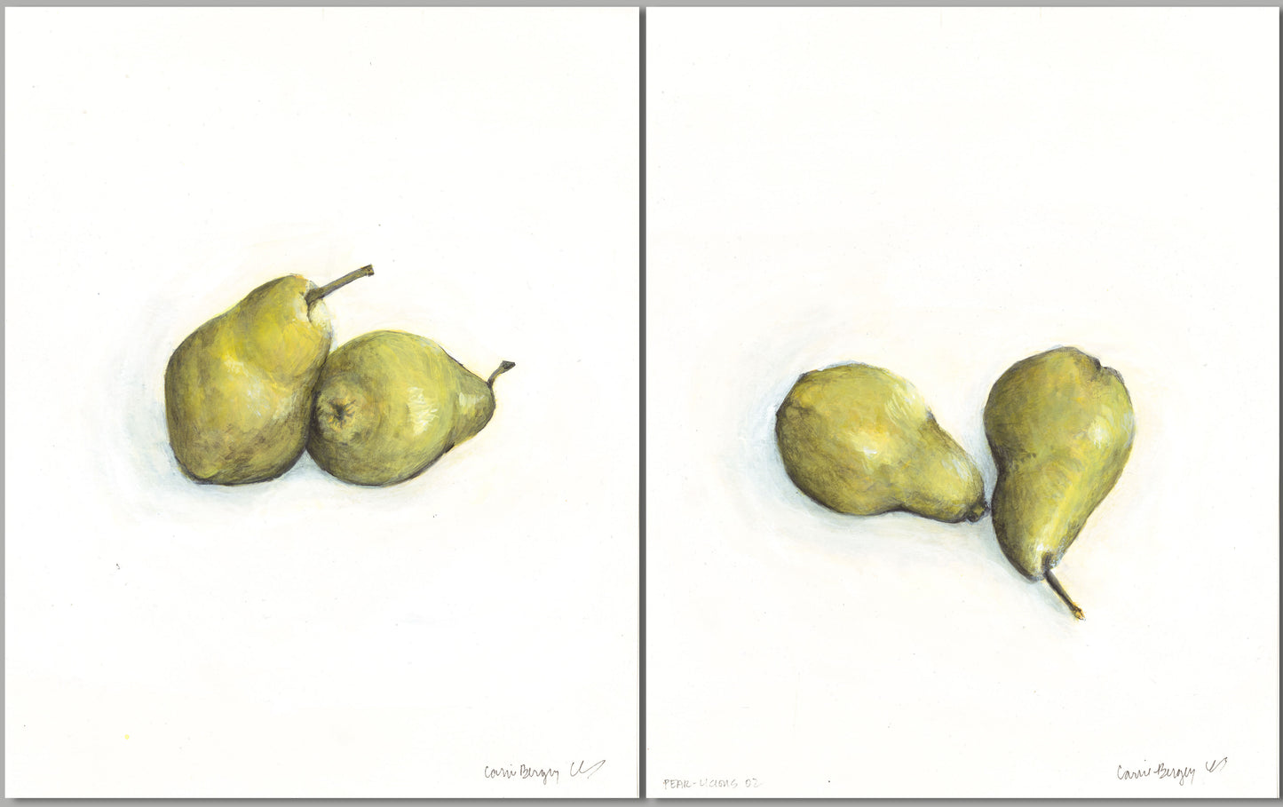 Pear - licious Original Fine Art Painting Diptych Fine Art Collection | Carrie Bergey