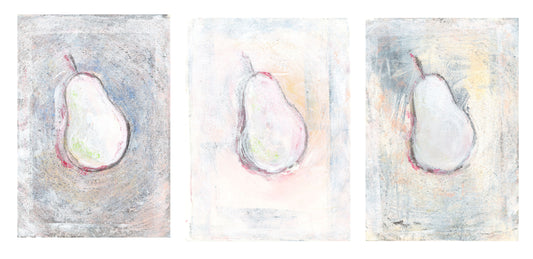 Pears Boxed Original Fine Art Monoprint Triptych Collection | Carrie Bergey