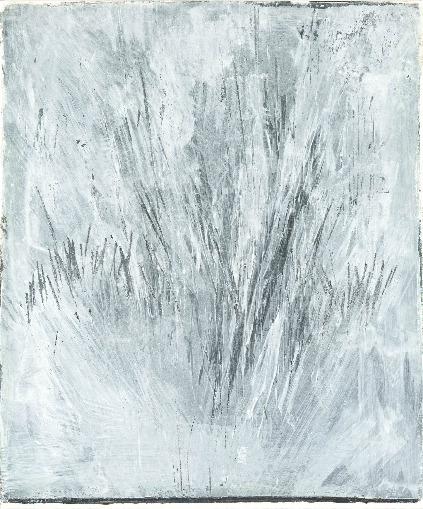Seagrass 02 Original Fine Art Monoprint by Carrie Bergey featuring abstract aquatic grass in cool gray tones with expressive, layered strokes.