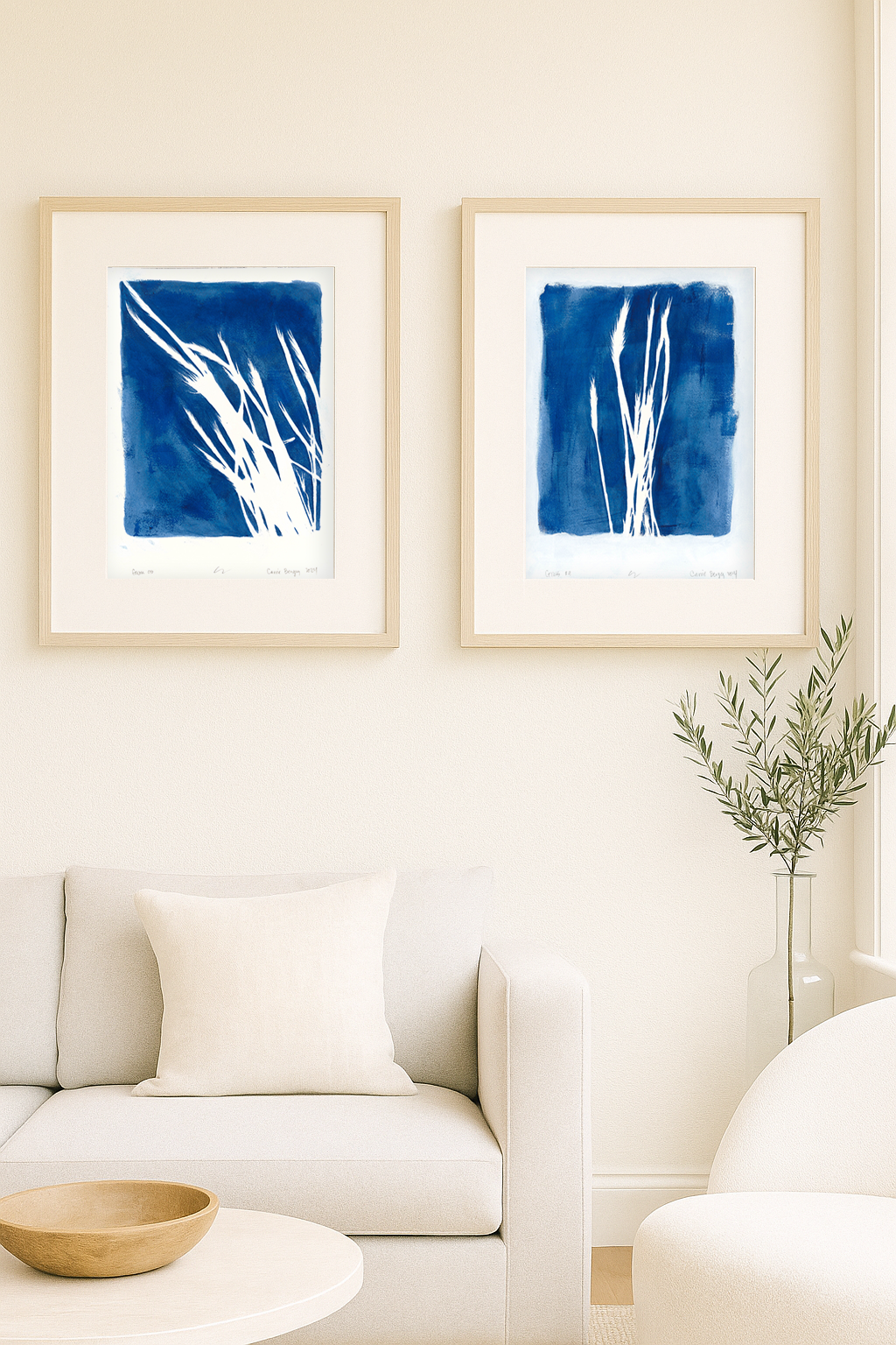 Lobos Grass 08-09 Original Fine Art Monoprint Diptych Collection | Carrie Bergey