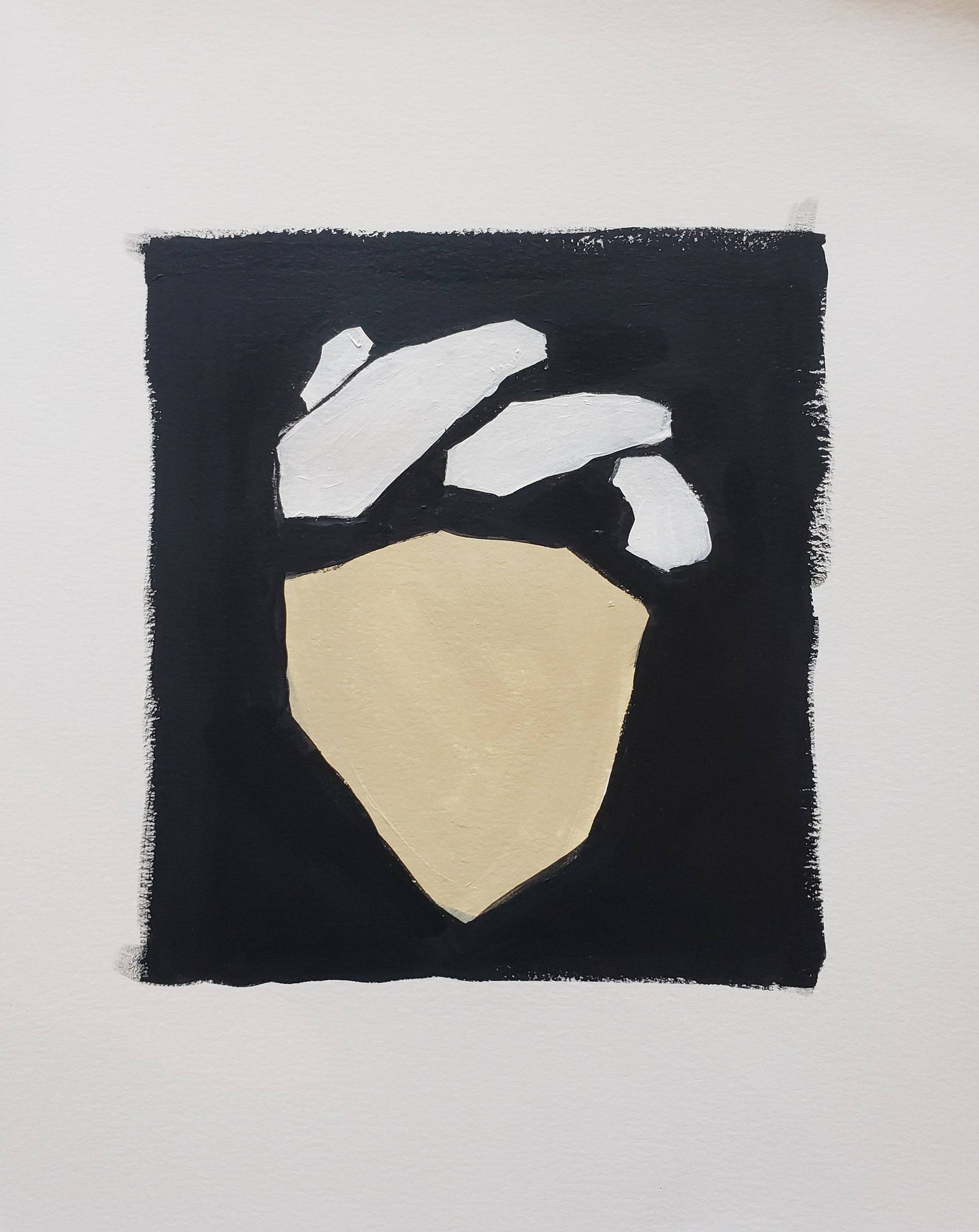 Heart 03 painting from the Heart 01-02-03 Triptych by Carrie Bergey, showing a stylized beige heart with white arteries on a black background.