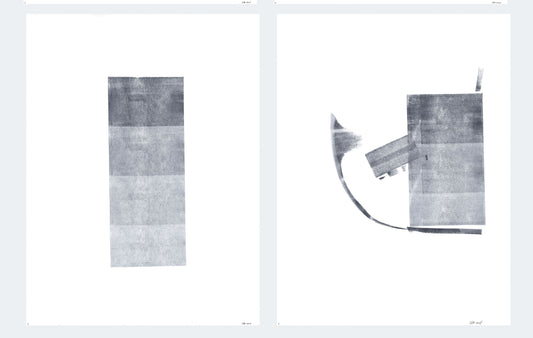 Ink on Paper 03-05 Original Fine Art Painting Diptych Collection displayed in a modern living room, enhancing minimalist home decor.