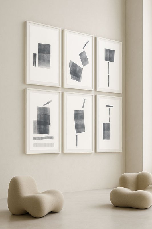 Ink on Paper 17-22 Original Fine Art Painting Hexaptych Collection | Carrie Bergey