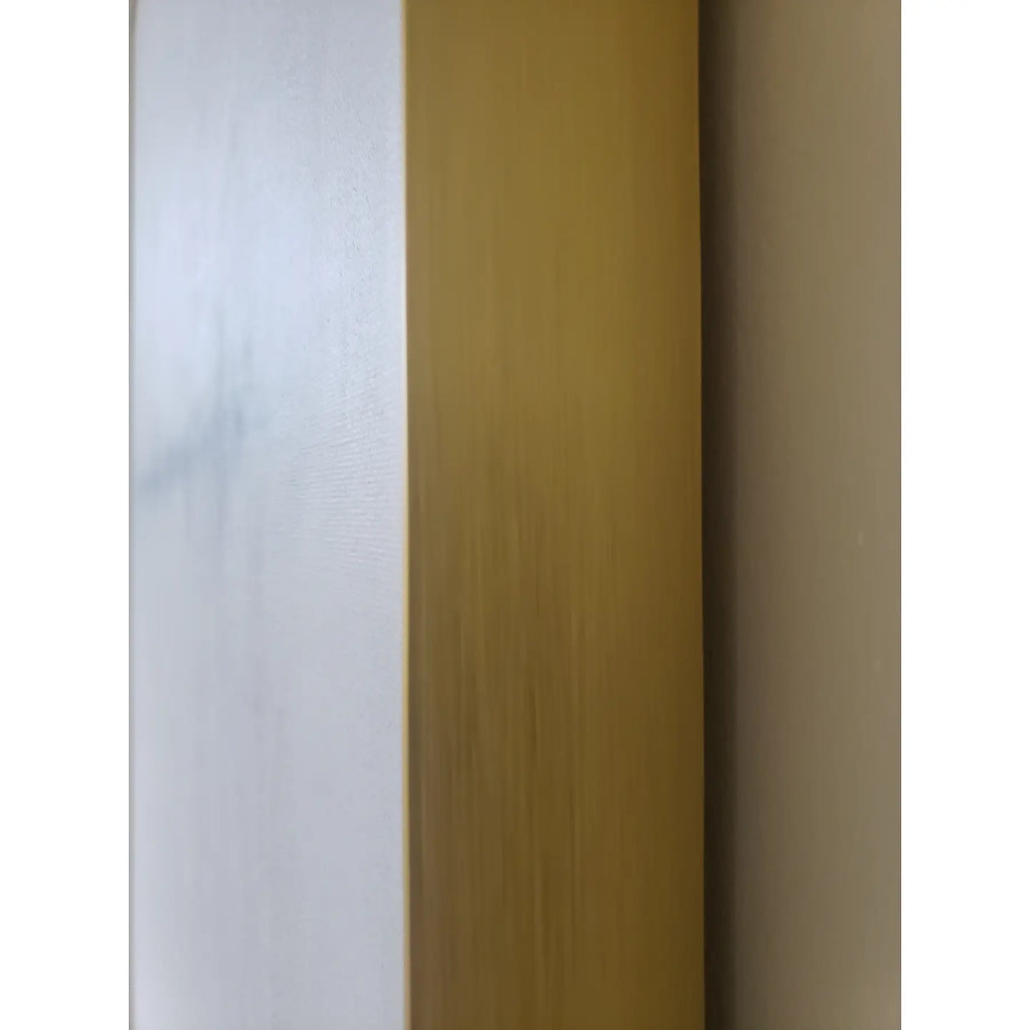 Side view of Morning Marina Original Fine Art Painting by Carrie Bergey highlights the gold-toned frame and canvas edge for a premium finish.