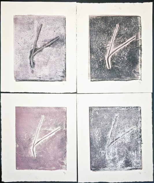 Framed Pine Needles Becoming Original Monoprint Art by Carrie Bergey displayed in a modern living room, enhancing minimalist home decor.