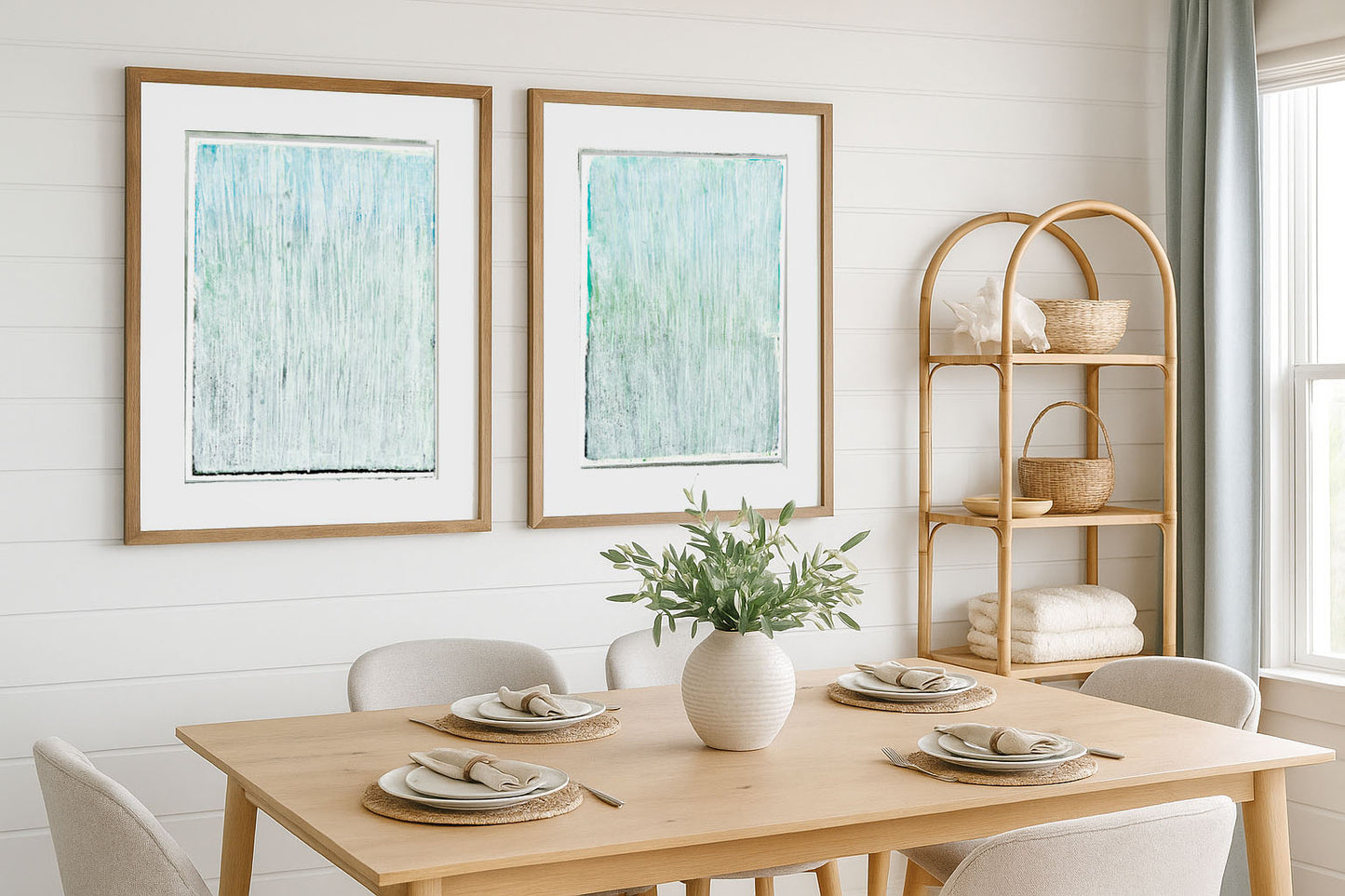 Seagrass 04-05 Original Fine Art Monoprint Diptych Collection | Carrie Bergey