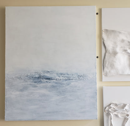 Jute Billows Original Fine Art Painting by Carrie Bergey displayed on a wall, perfect for enhancing contemporary interior decor with nature-inspired art.