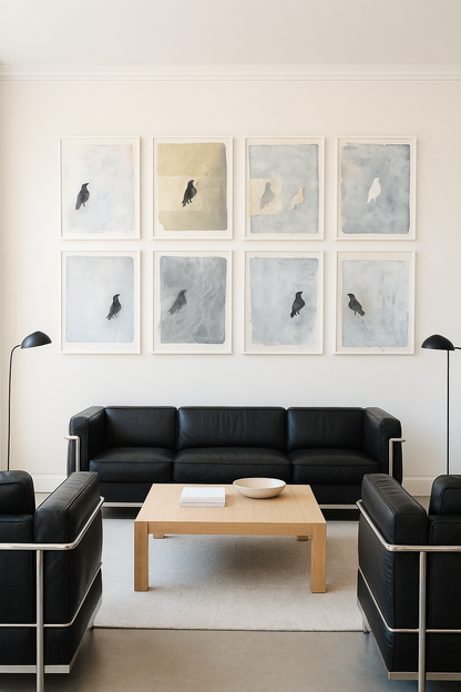 Raven 12-19 Original Fine Art Monoprint Octaptych Collection | Carrie Bergey