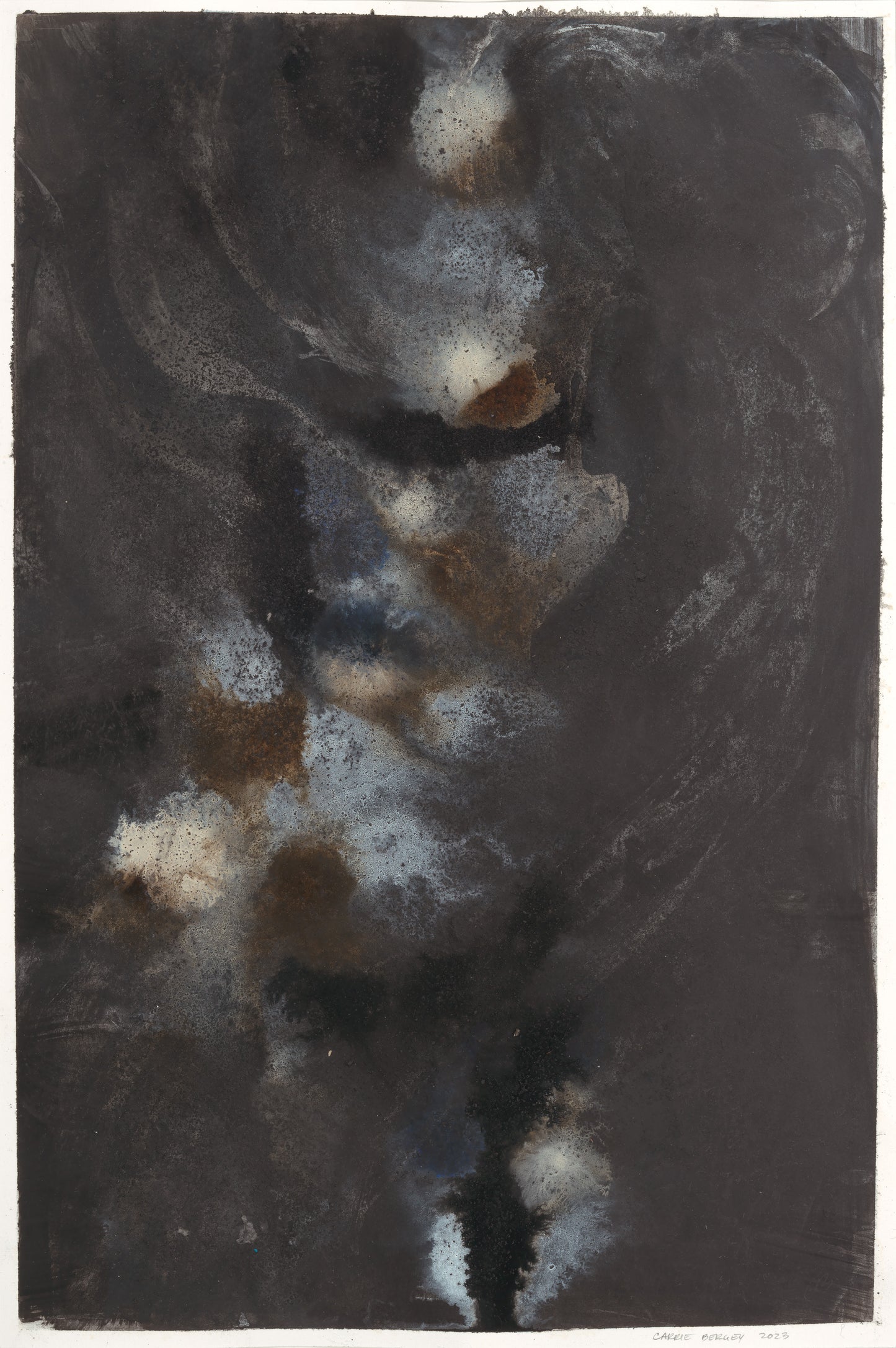 Cosmos Original Fine Art Painting by Carrie Bergey blends dark acrylic tones with ethereal highlights, evoking a celestial atmosphere for home and garden wall decor.