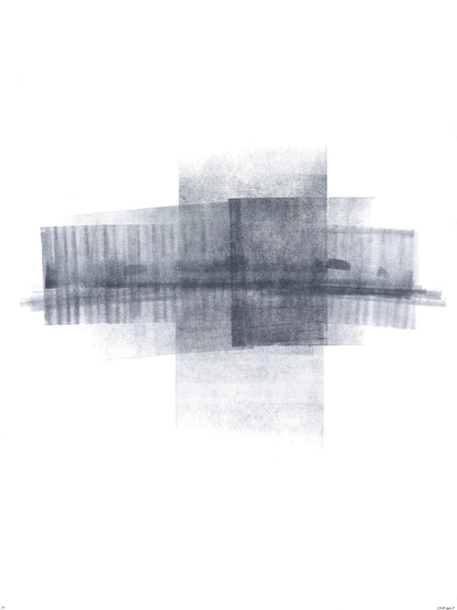 Geometric grayscale composition with mirrored effect from Ink on Paper 17-22 Original Fine Art Painting Hexaptych Collection, modern and abstract.