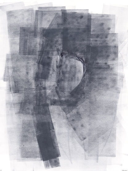 Ink on Paper_26 Original Fine Art Painting by Carrie Bergey features layered black and white acrylic textures on 18x24 paper, evoking abstract emotion.