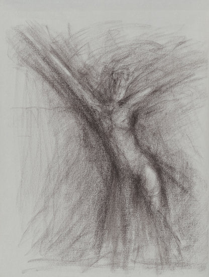Carrie Bergey's Jump Original Fine Art Drawing captures the essence of movement and freedom with bold, gestural strokes on textured drawing paper.