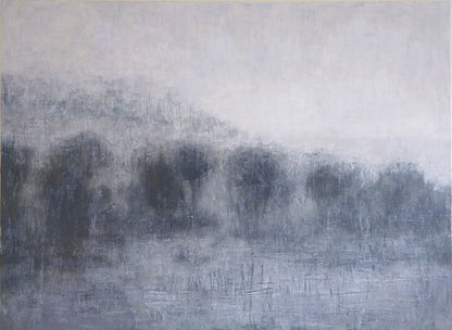 Lobos Valley and Karl's Cloak at Sunset Original Fine Art Painting by Carrie Bergey features a misty twilight landscape in textured oil on canvas.