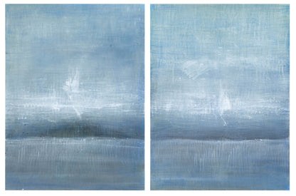 Full view of Maui 03-04 Original Fine Art Painting Diptych Collection by Carrie Bergey with both panels side by side forming a cohesive abstract seascape.