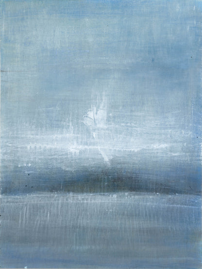 Right panel of Carrie Bergey's Maui 03-04 Diptych featuring soft gradients and textured blue tones reflecting tranquil island scenery.