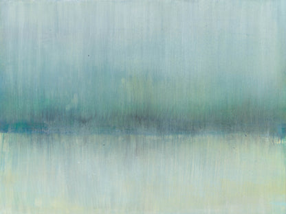 Close-up of right canvas from Maui 05-06 Diptych by Carrie Bergey, emphasizing layered textures and calming coastal tones.