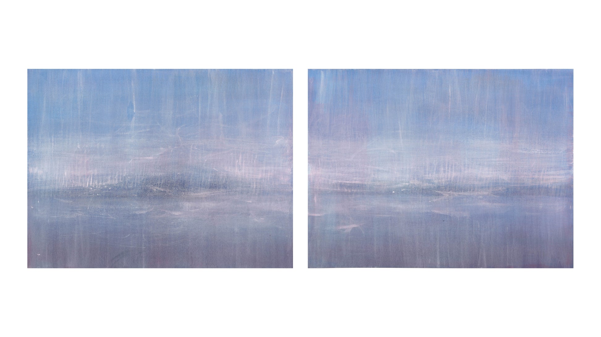 Full view of Maui 07-08 Original Fine Art Painting Diptych Collection by Carrie Bergey with both panels side by side, capturing a tranquil Hawaiian ambiance.