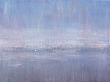 Left canvas of Maui 07-08 Original Fine Art Painting Diptych Collection by Carrie Bergey, featuring layered acrylic textures and calming blue gradients.