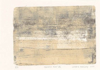 Presidio Play 03 by Carrie Bergey, abstract monoprint with layered beige and gray textures, from the Presidio Play Original Fine Art series.