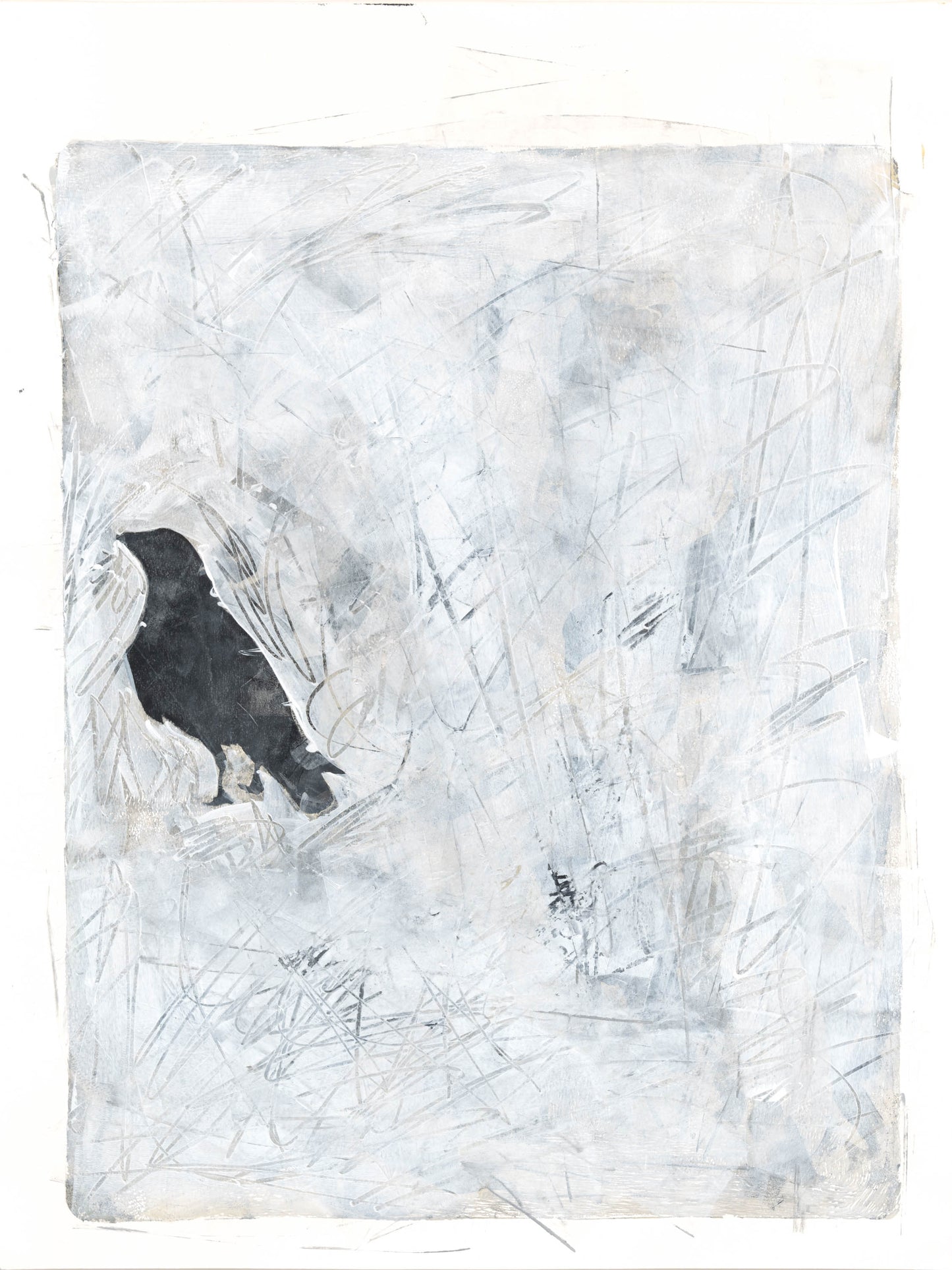 Raven 18 Original Monoprint Painting