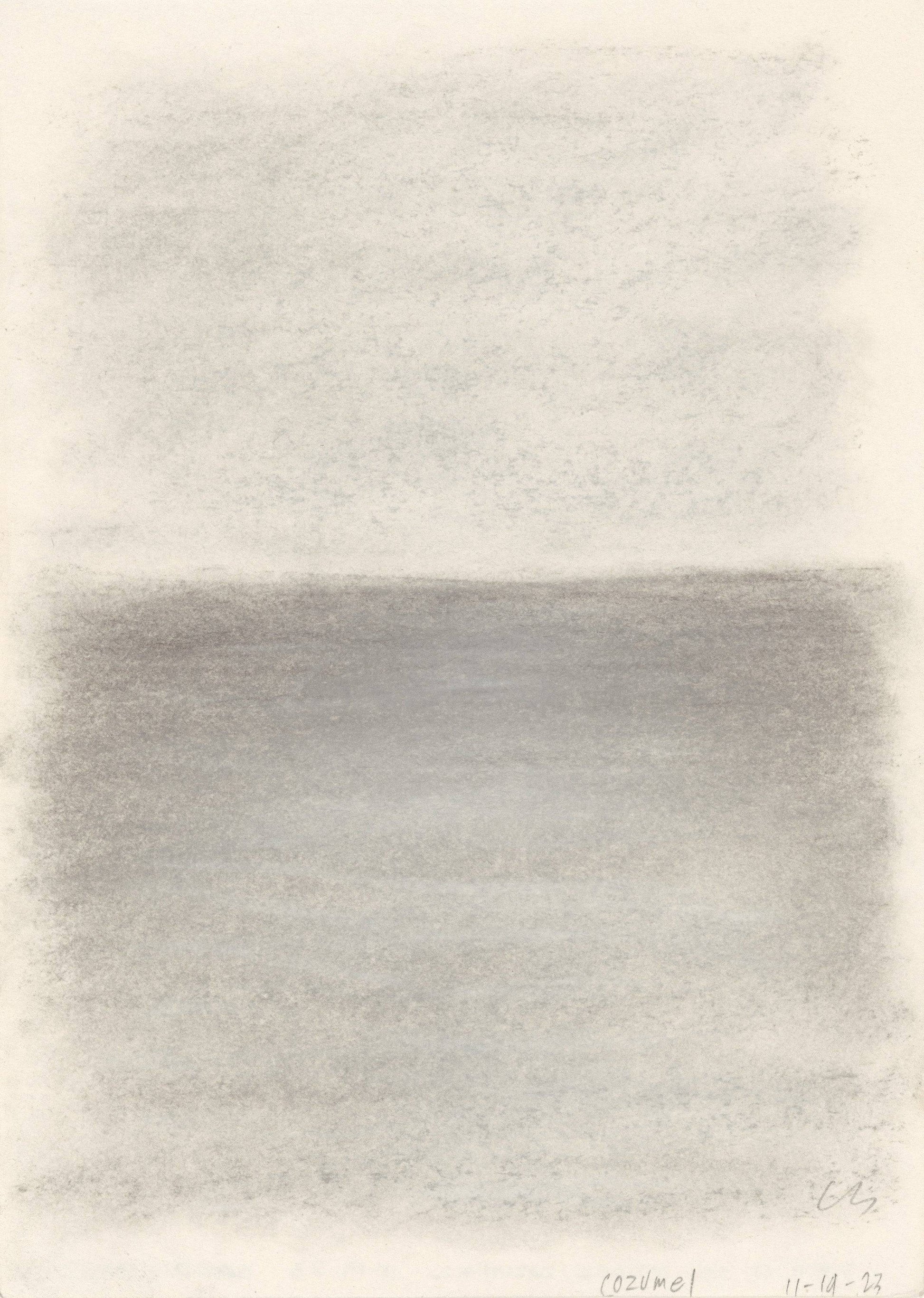 Duplicate of left panel from Vista 02-04-05 Triptych by Carrie Bergey, showing subtle graphite shading inspired by Cozumel's vistas.