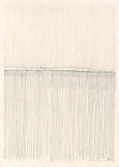 Duplicate of middle panel from Vista 02-04-05 Triptych by Carrie Bergey, emphasizing vertical graphite lines in abstract minimalism.