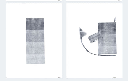 Ink on Paper 03-05 Original Fine Art Painting Diptych Collection featuring monochrome abstract forms on white background, ideal for modern interiors.