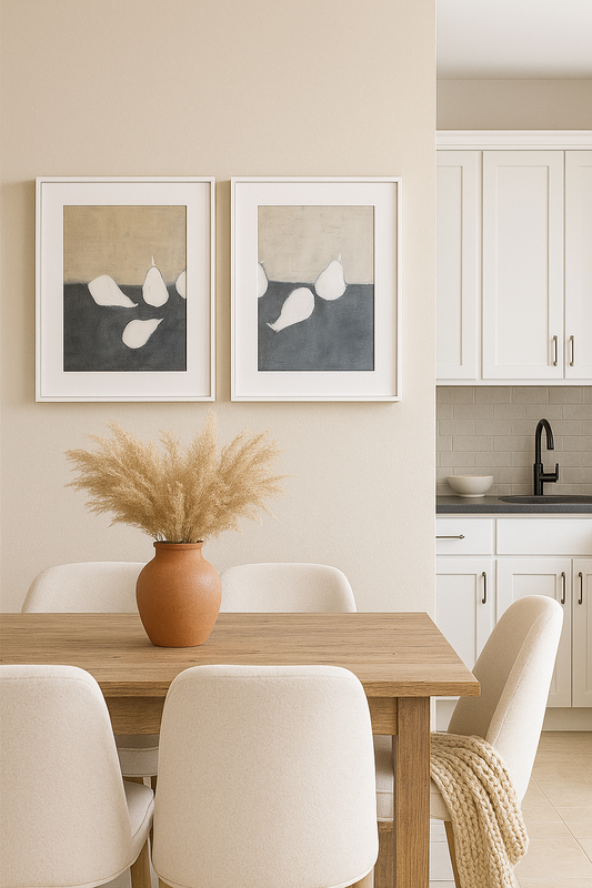 Pears Linen & Denim Original Fine Art Painting Diptych Collection | Carrie Bergey