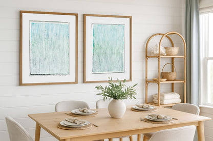 Seagrass 04-05 Original Fine Art Monoprint Diptych Collection | Carrie Bergey